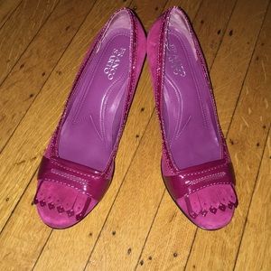 Comfy Franco Sarto Heels with Fun Front Detail